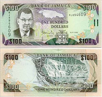 100 Hundred Jamaican Dollar Bill