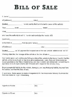 Bill of Sale
